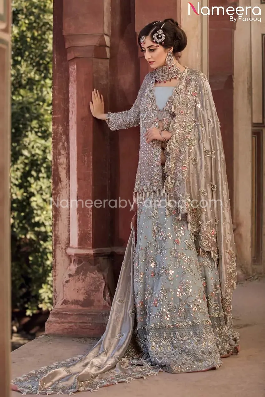 Latest Pakistani Bridal Dress in Blue Online #BS88