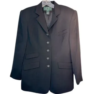 LAUREN RALPH LAUREN WOMANS BLAZER BLACK 10petite wool layer coat jacket suit
