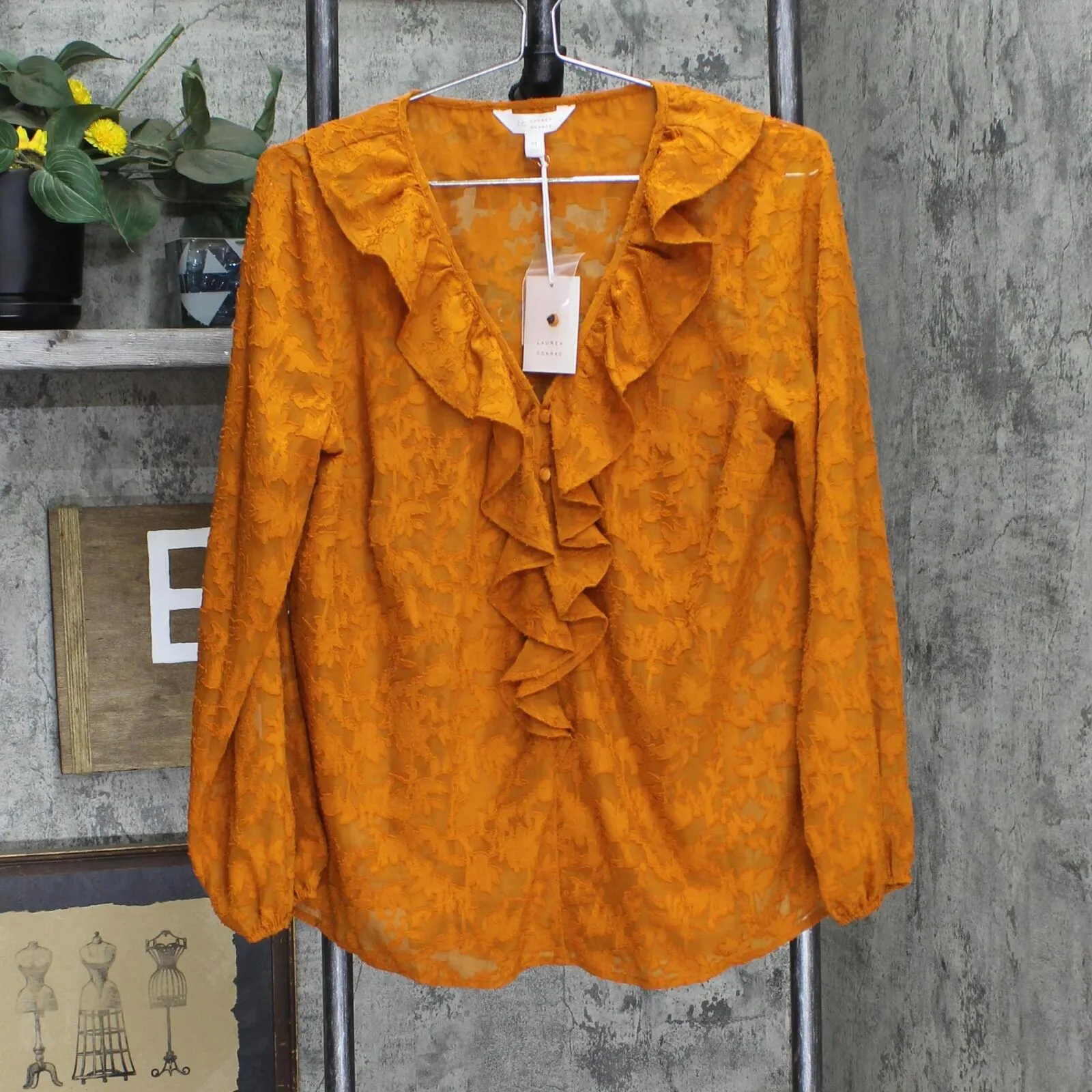 Lc Lauren Conrad Women's Ruffled Peasant Blouse WL23W019RS1