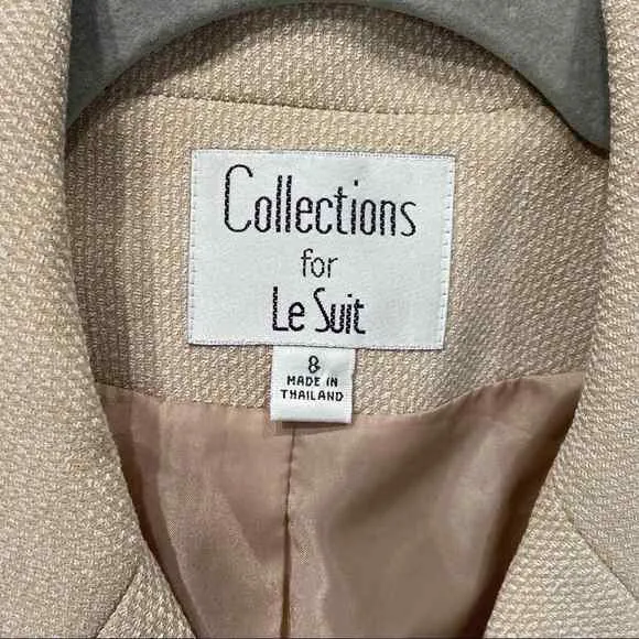 Le Suit Blazer Women's Vintage Gold Tan Two Tone Collared Three Button Size 8