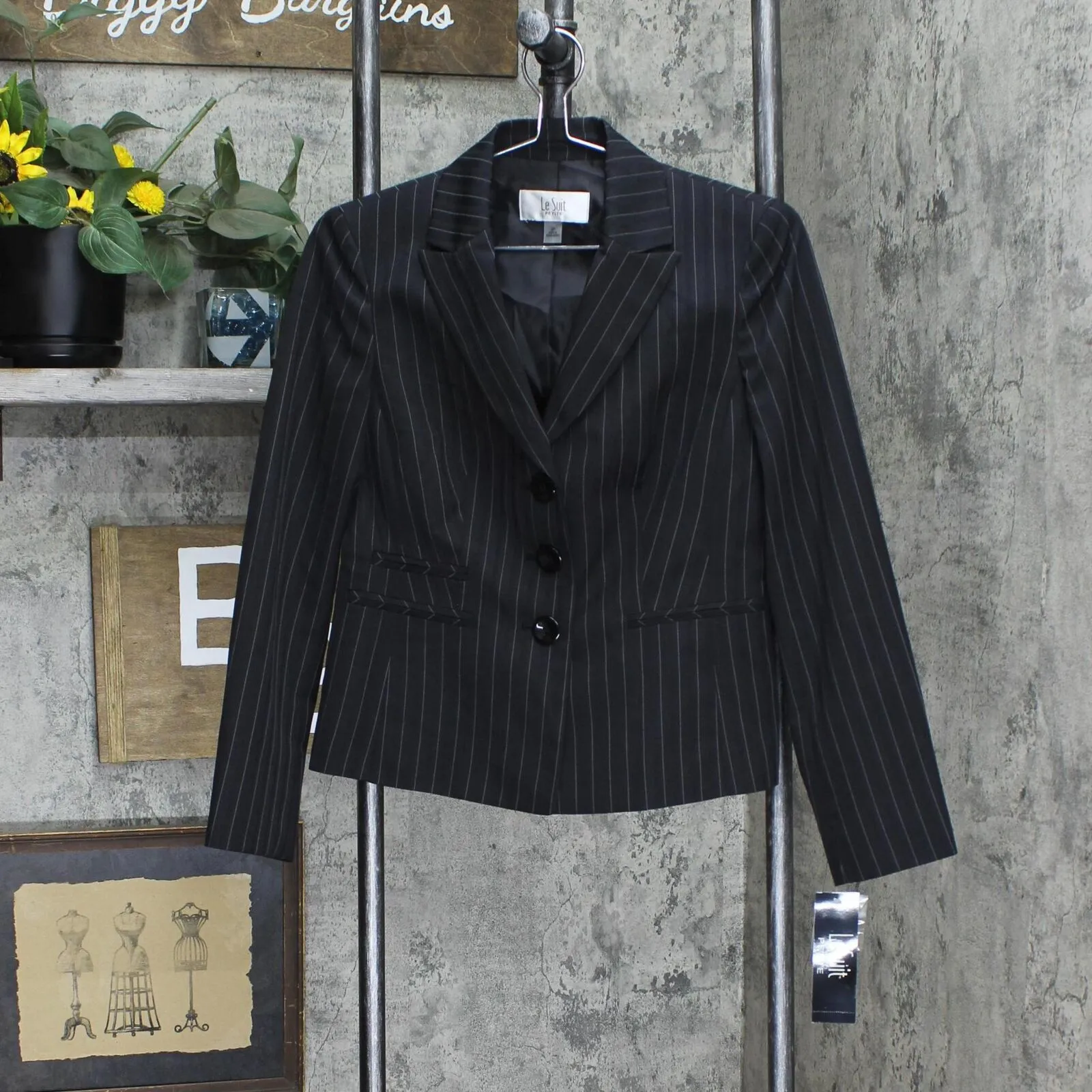 Le Suit Petite Pinstriped 2 Piece Pantsuit 50039216
