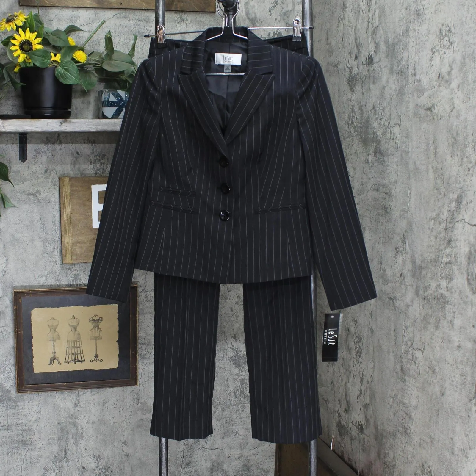 Le Suit Petite Pinstriped 2 Piece Pantsuit 50039216