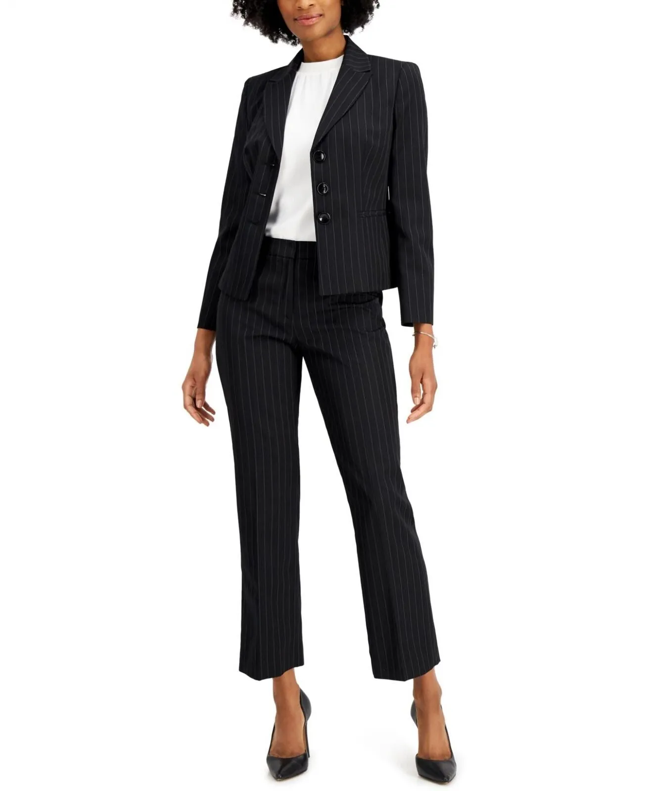 Le Suit Petite Pinstriped 2 Piece Pantsuit 50039216