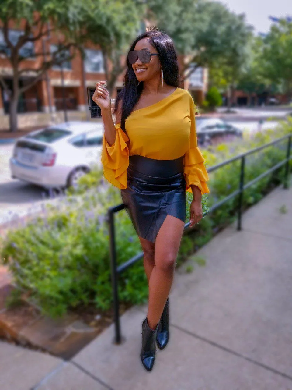 Leather Asymmetrical Skirt