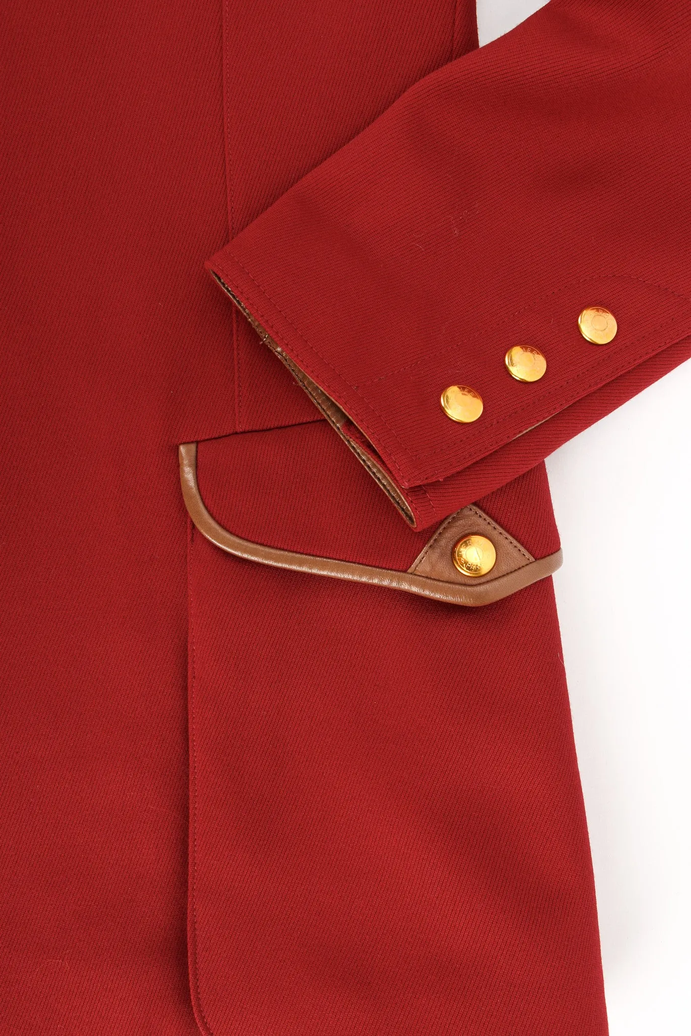 Leather Contrast Wool Blazer
