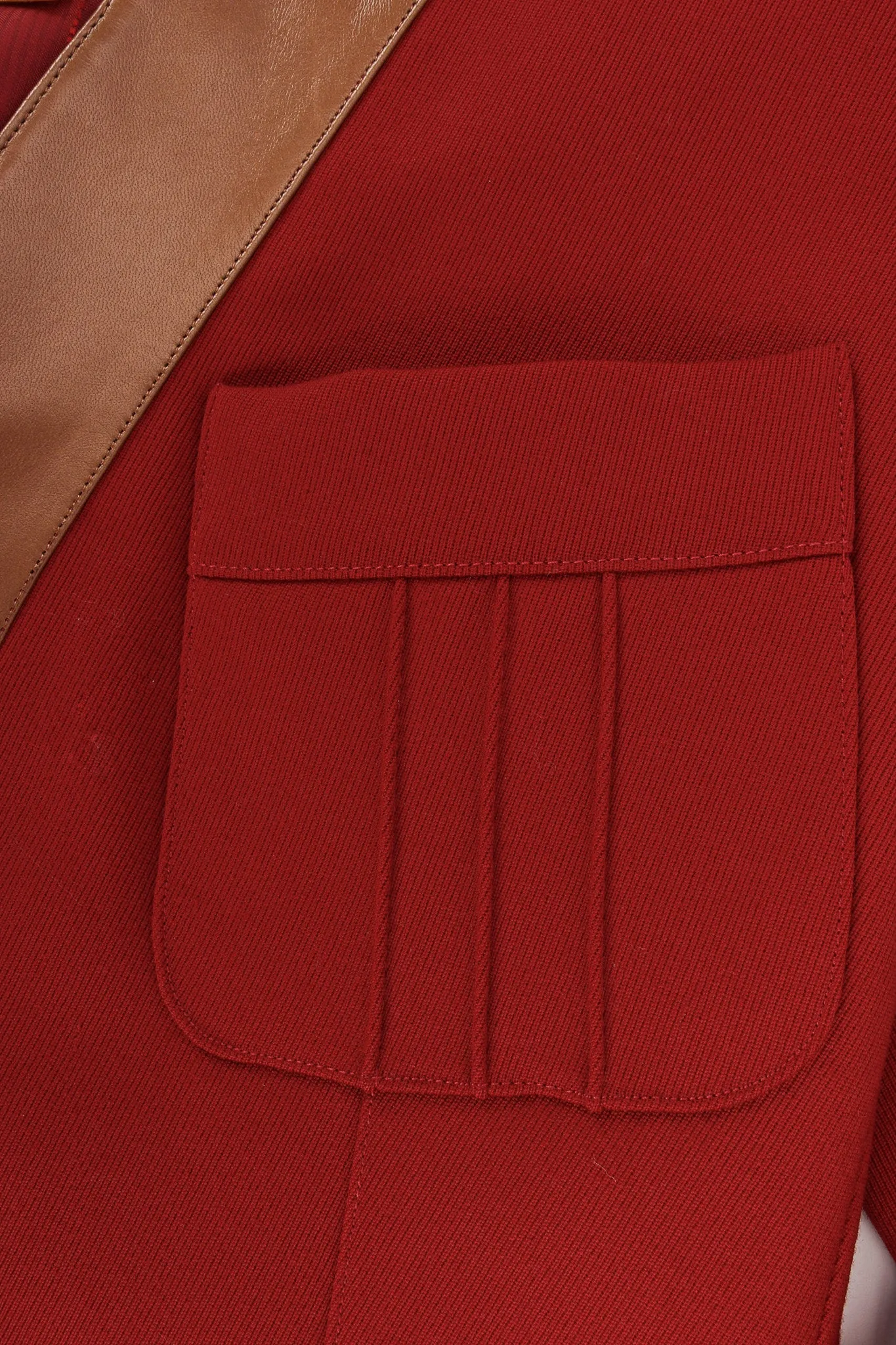 Leather Contrast Wool Blazer