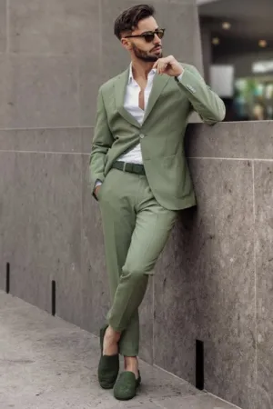 Lime Green Designer Slim Fit Bespoke Men Suits for Prom