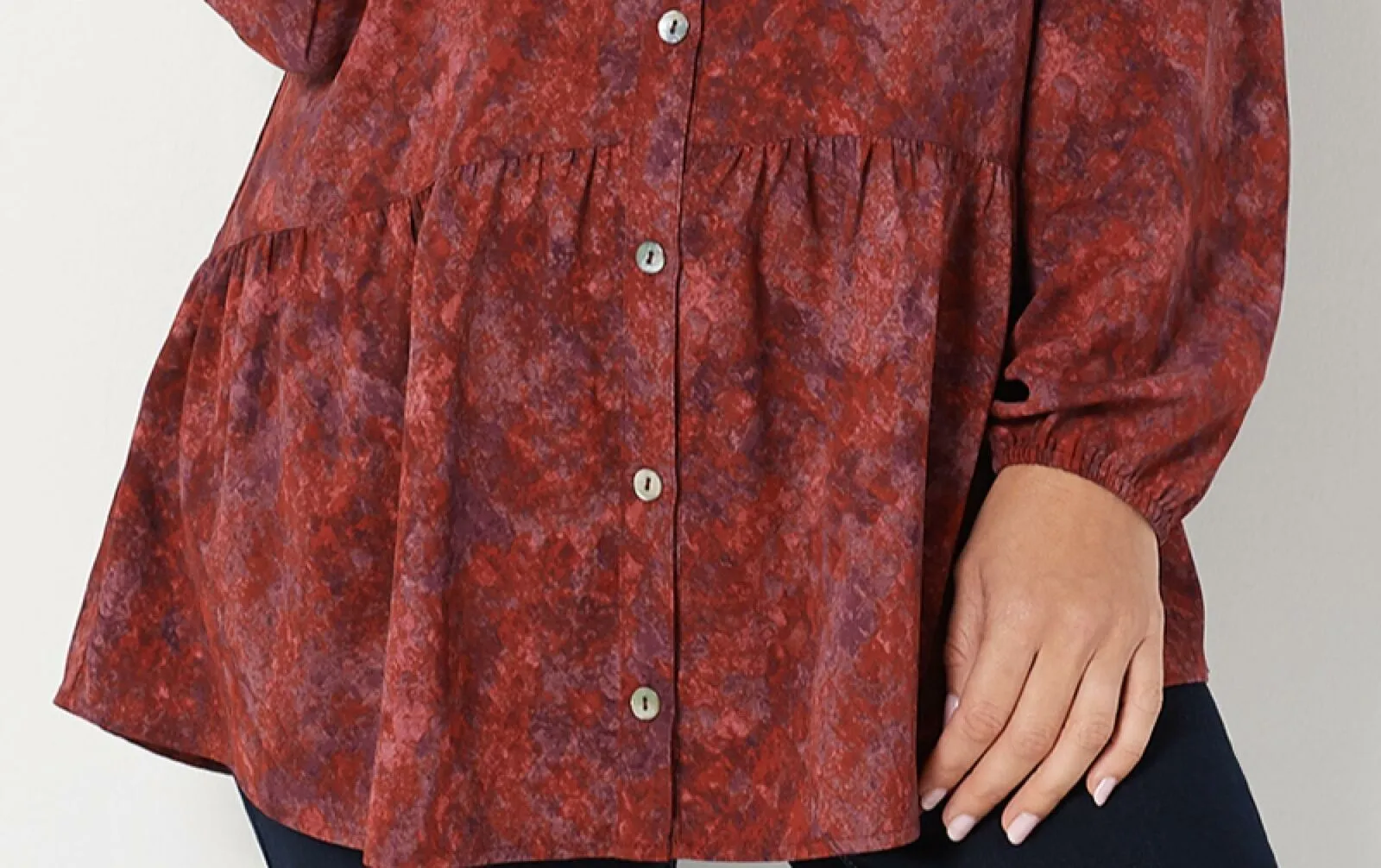 LOGO by Lori Goldstein Plus Size Stretch Woven Peplum Blouse