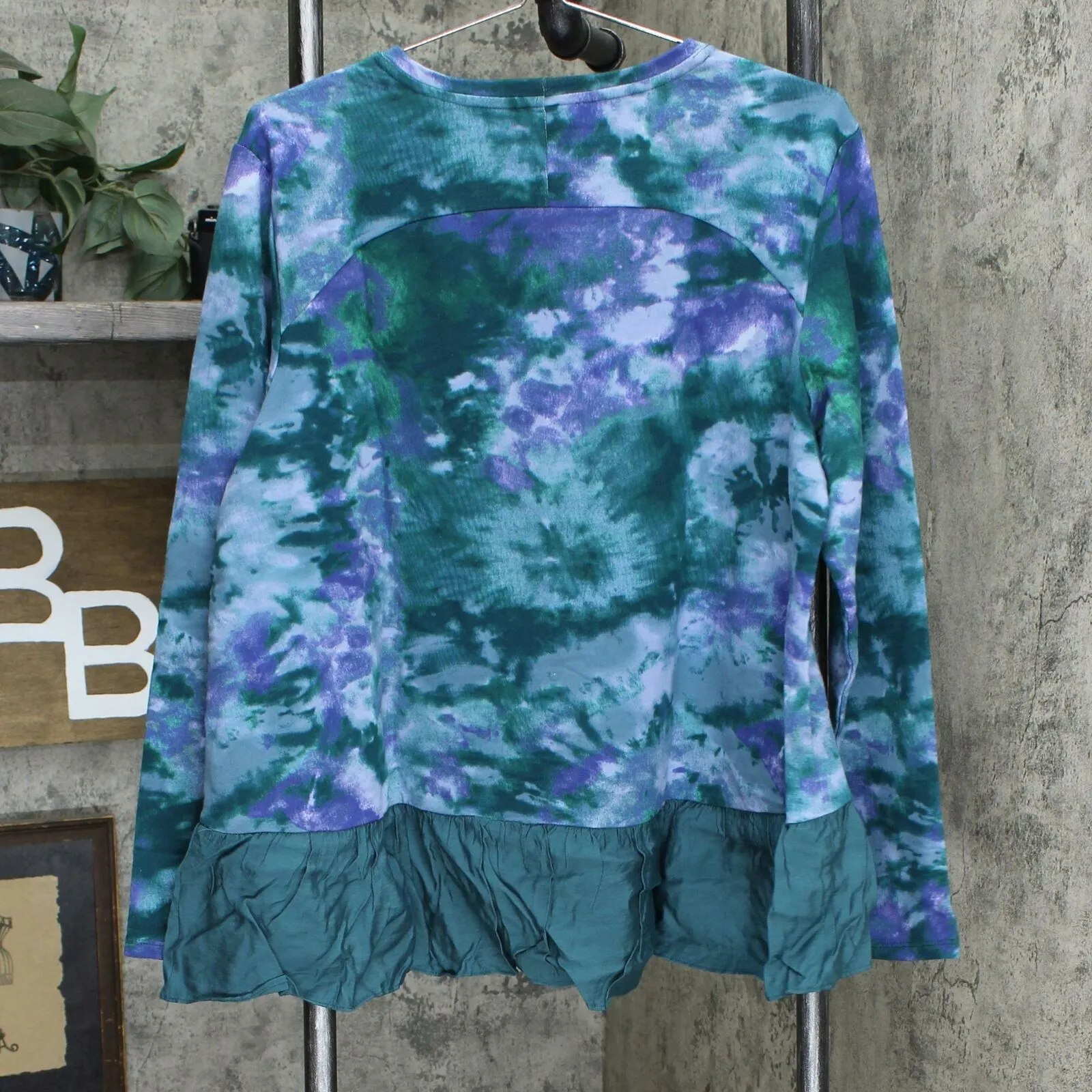 LOGO by Lori Goldstein Women's Woven Hem French Terry Lounge Top