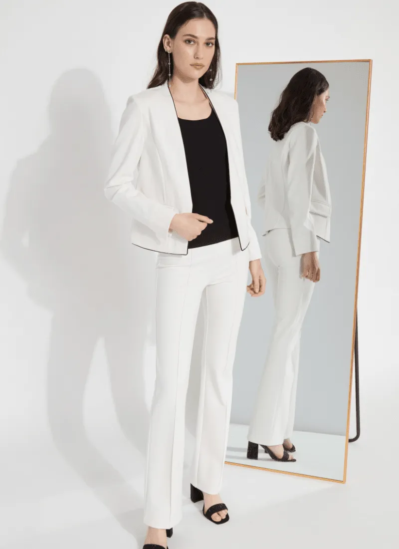 Lucia Collarless Ponte Blazer | Chalk