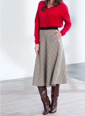 LULU CHECK MIDI SKIRT