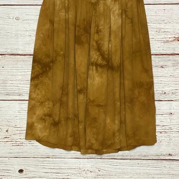 Madewell Tie Front Paperbag Midi Skirt in Egyptian Gold Tie Dye Sz S