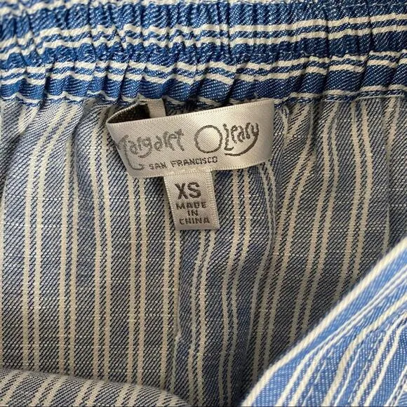 Margaret O’Leary Maison blue striped midi skirt