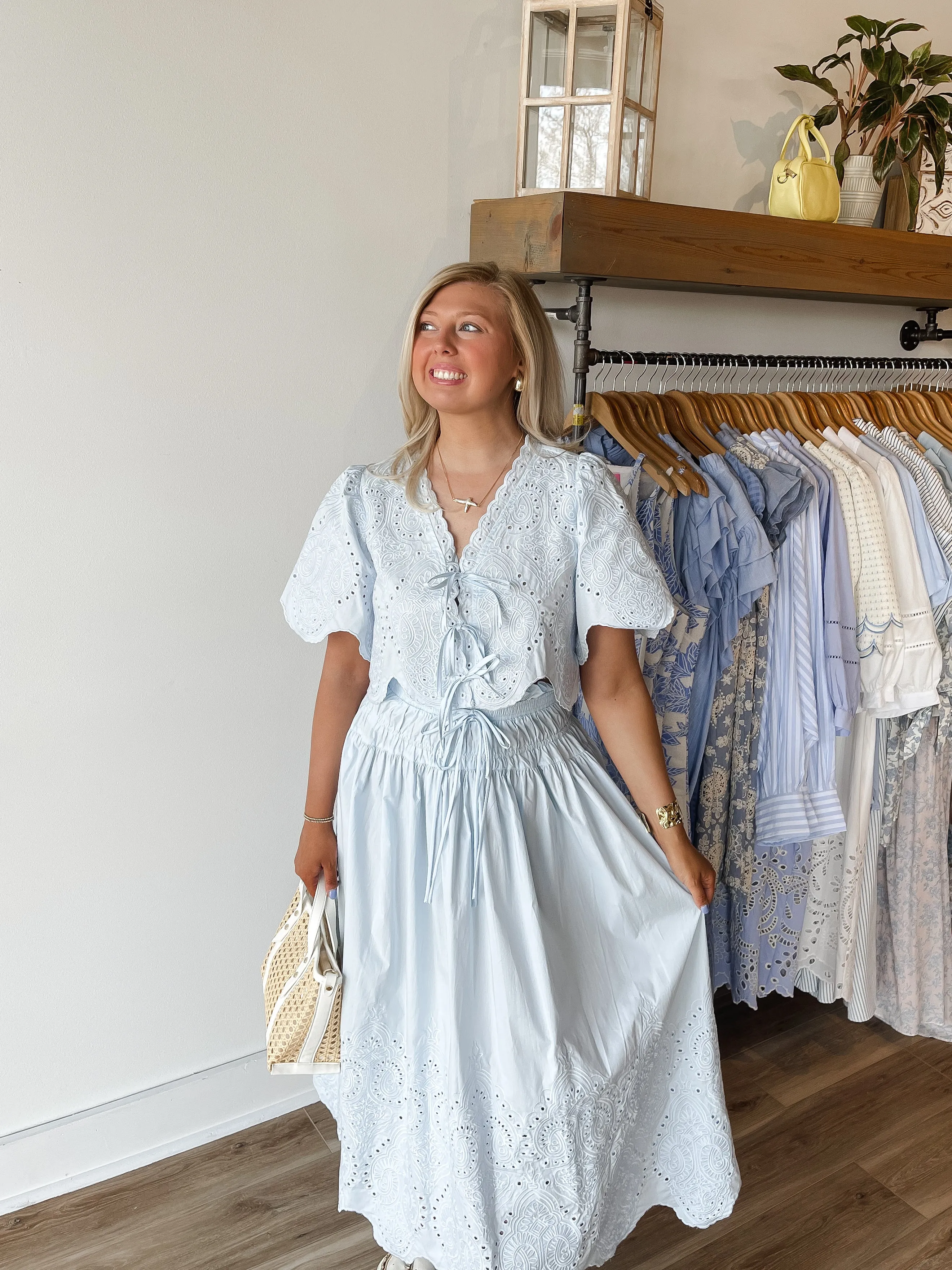 Margot Eyelet Midi Skirt