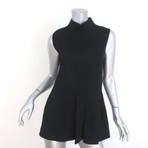 Marni Peplum Top Black Pleated Stretch Crepe Size 40 Sleeveless Blouse