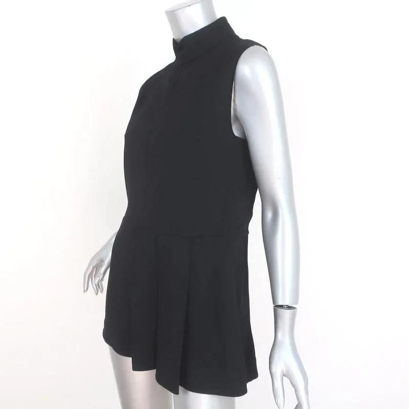 Marni Peplum Top Black Pleated Stretch Crepe Size 40 Sleeveless Blouse