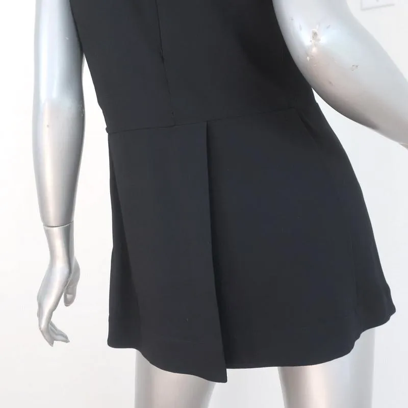 Marni Peplum Top Black Pleated Stretch Crepe Size 40 Sleeveless Blouse