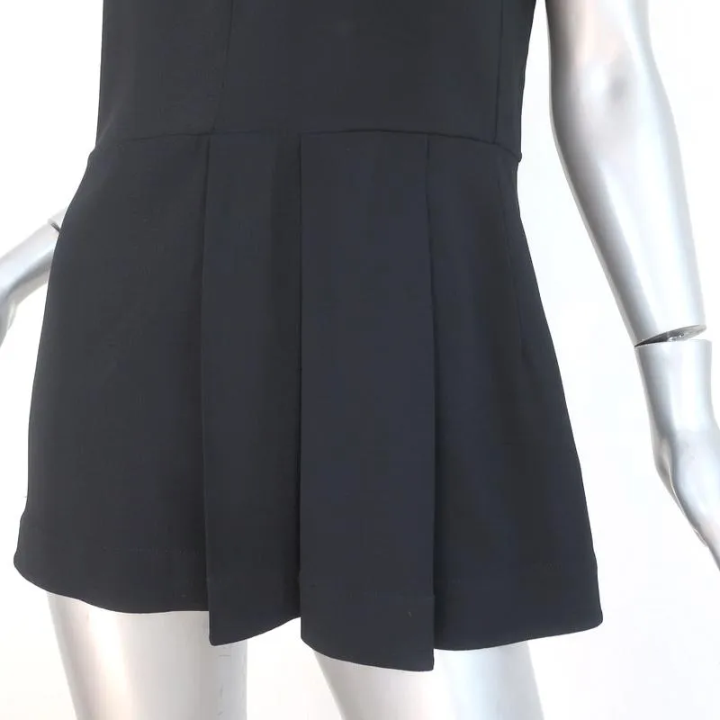 Marni Peplum Top Black Pleated Stretch Crepe Size 40 Sleeveless Blouse