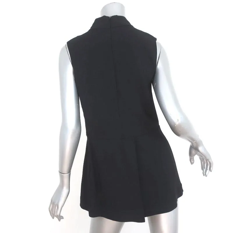 Marni Peplum Top Black Pleated Stretch Crepe Size 40 Sleeveless Blouse