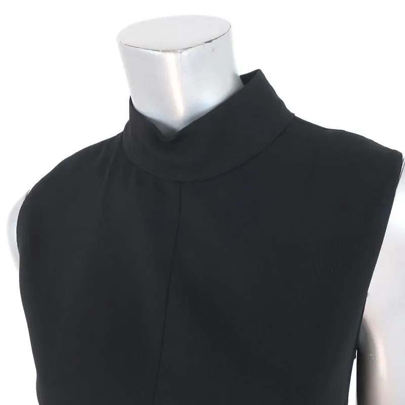 Marni Peplum Top Black Pleated Stretch Crepe Size 40 Sleeveless Blouse