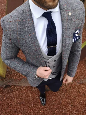 Medina - Steel Blue/Orange 3 Piece Suit