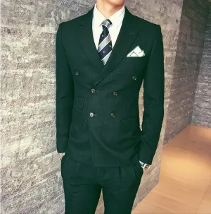 Men's Double Breasted 3 Piece Suit In 3 Colors Up To Size 3XL