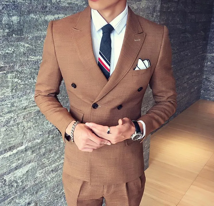 Men's Double Breasted 3 Piece Suit In 3 Colors Up To Size 3XL