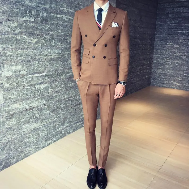 Men's Double Breasted 3 Piece Suit In 3 Colors Up To Size 3XL