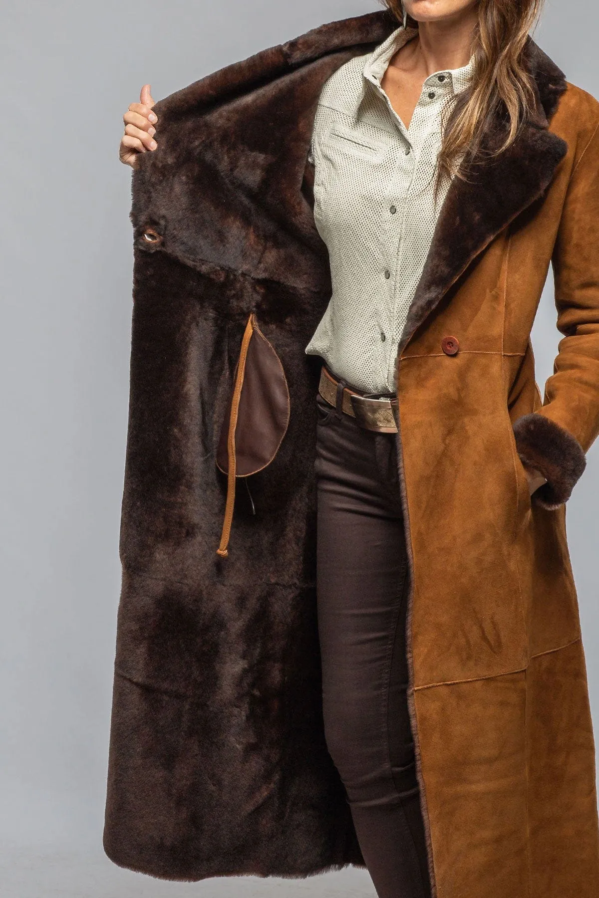 Mercedes Long Shearling In Cognac