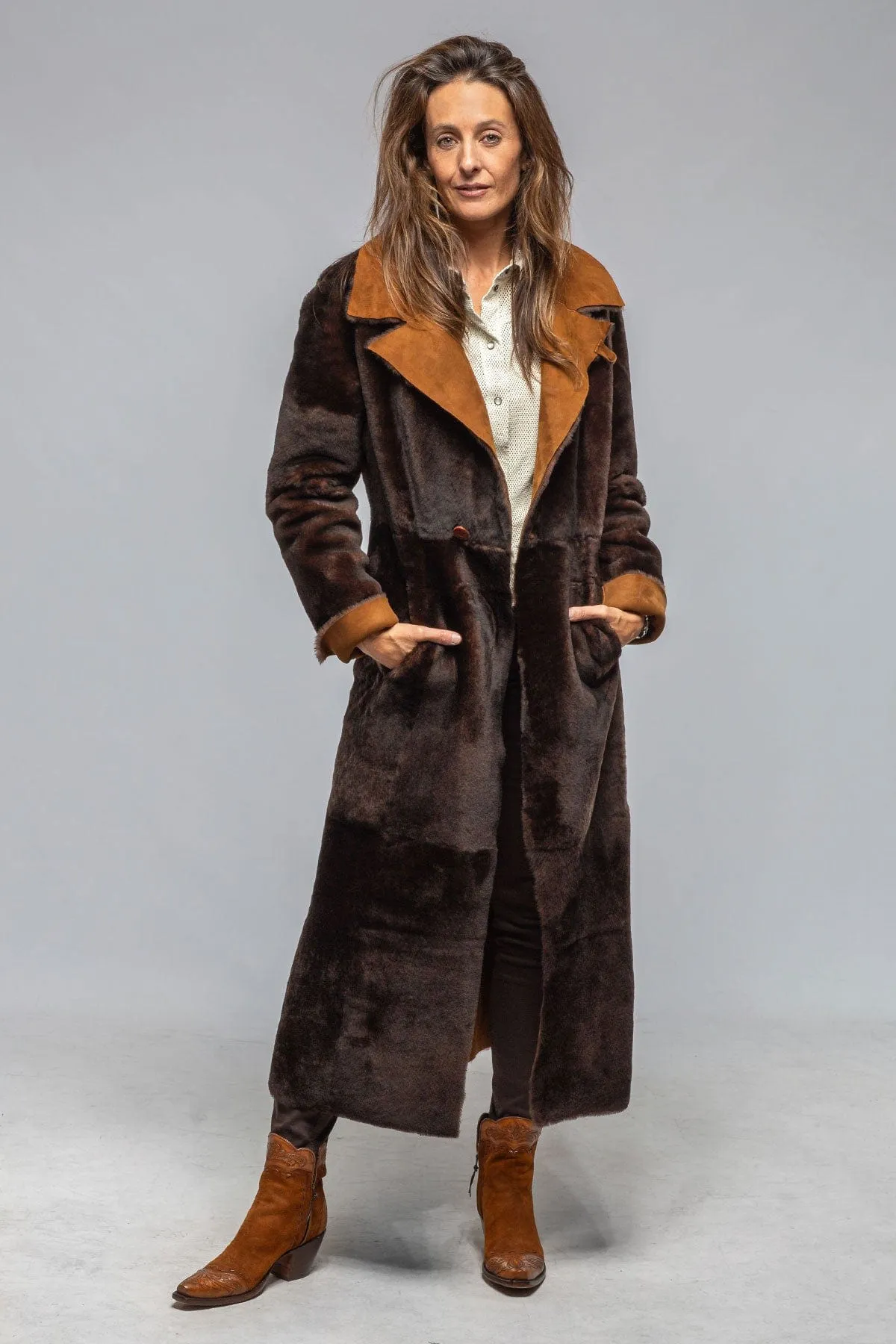 Mercedes Long Shearling In Cognac
