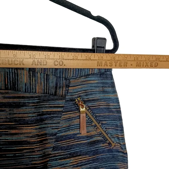 MICHAEL MICHAEL KORS Blue Brown Stripe Print Asymmetrical Wrap Mini Skirt 4 S