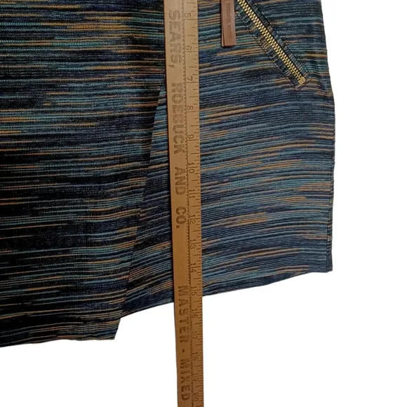 MICHAEL MICHAEL KORS Blue Brown Stripe Print Asymmetrical Wrap Mini Skirt 4 S