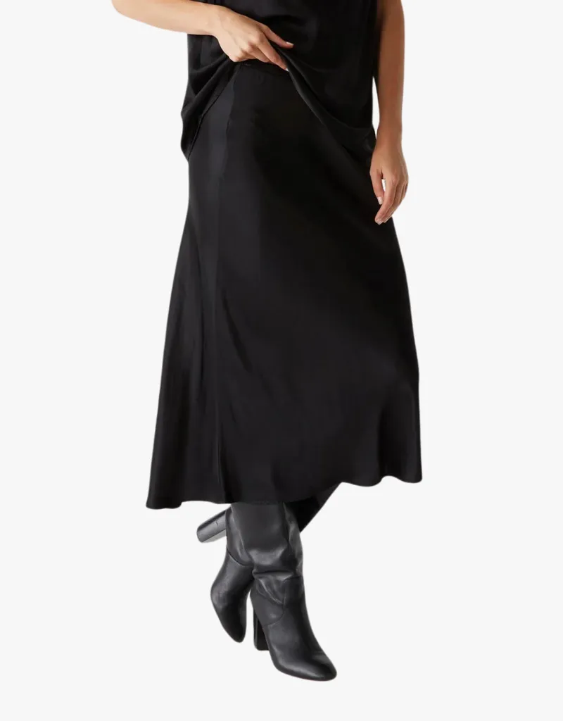 Michael Stars Leila Bias Midi Skirt in Black