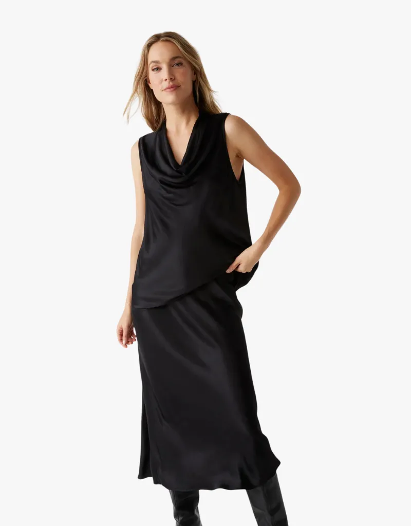 Michael Stars Leila Bias Midi Skirt in Black