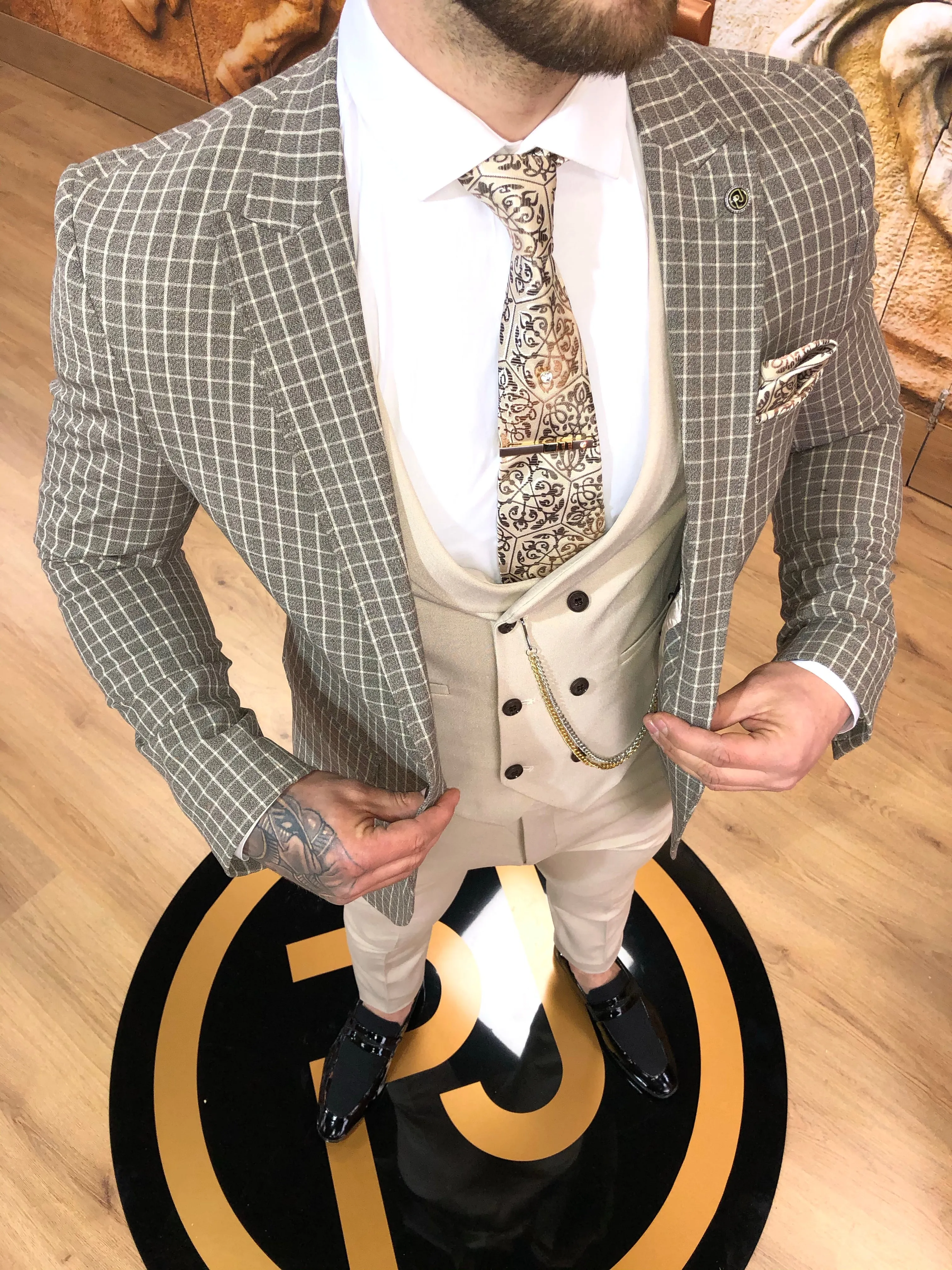 Minella - Beige/Cream 3 Piece Suit