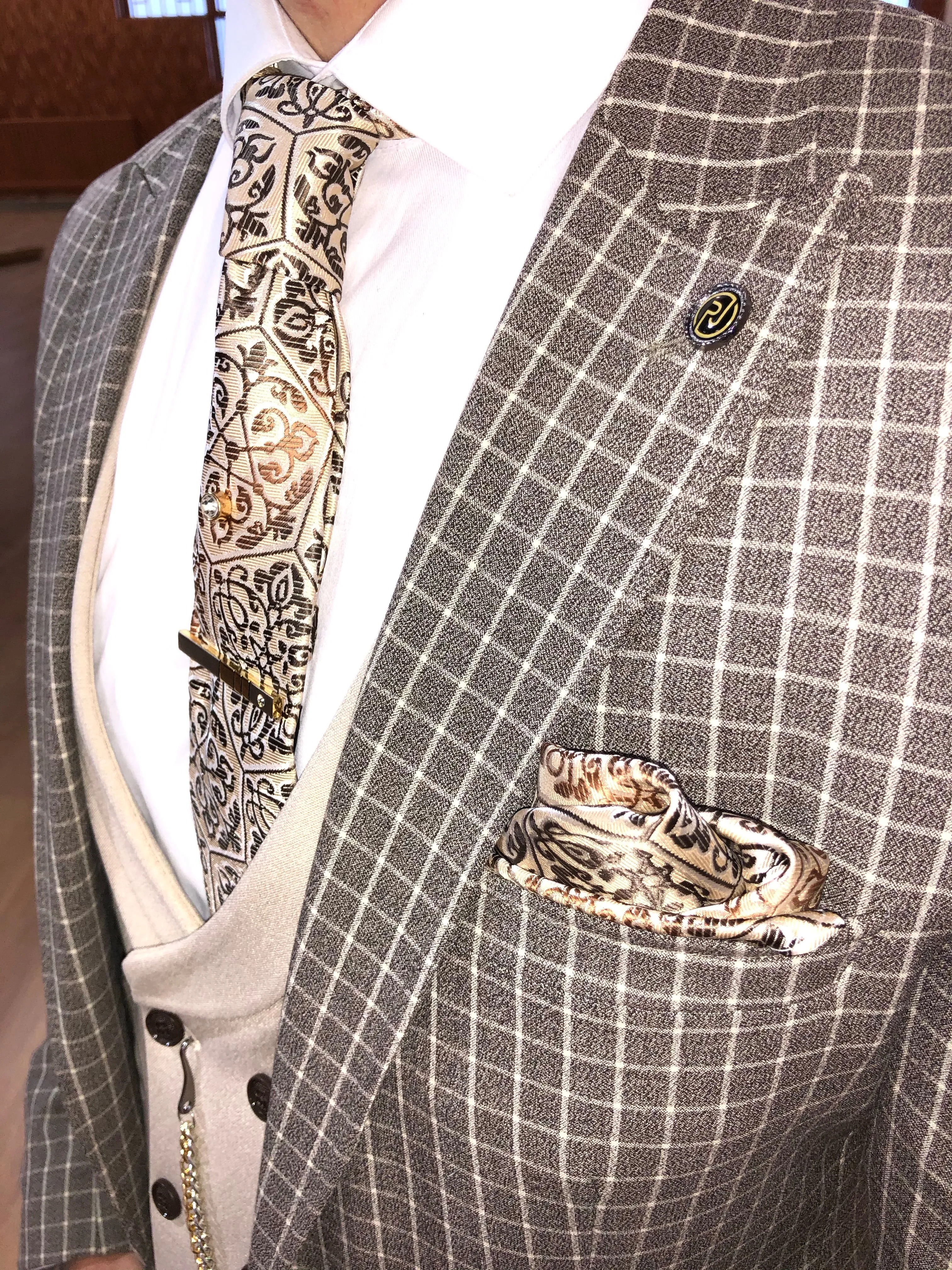 Minella - Beige/Cream 3 Piece Suit