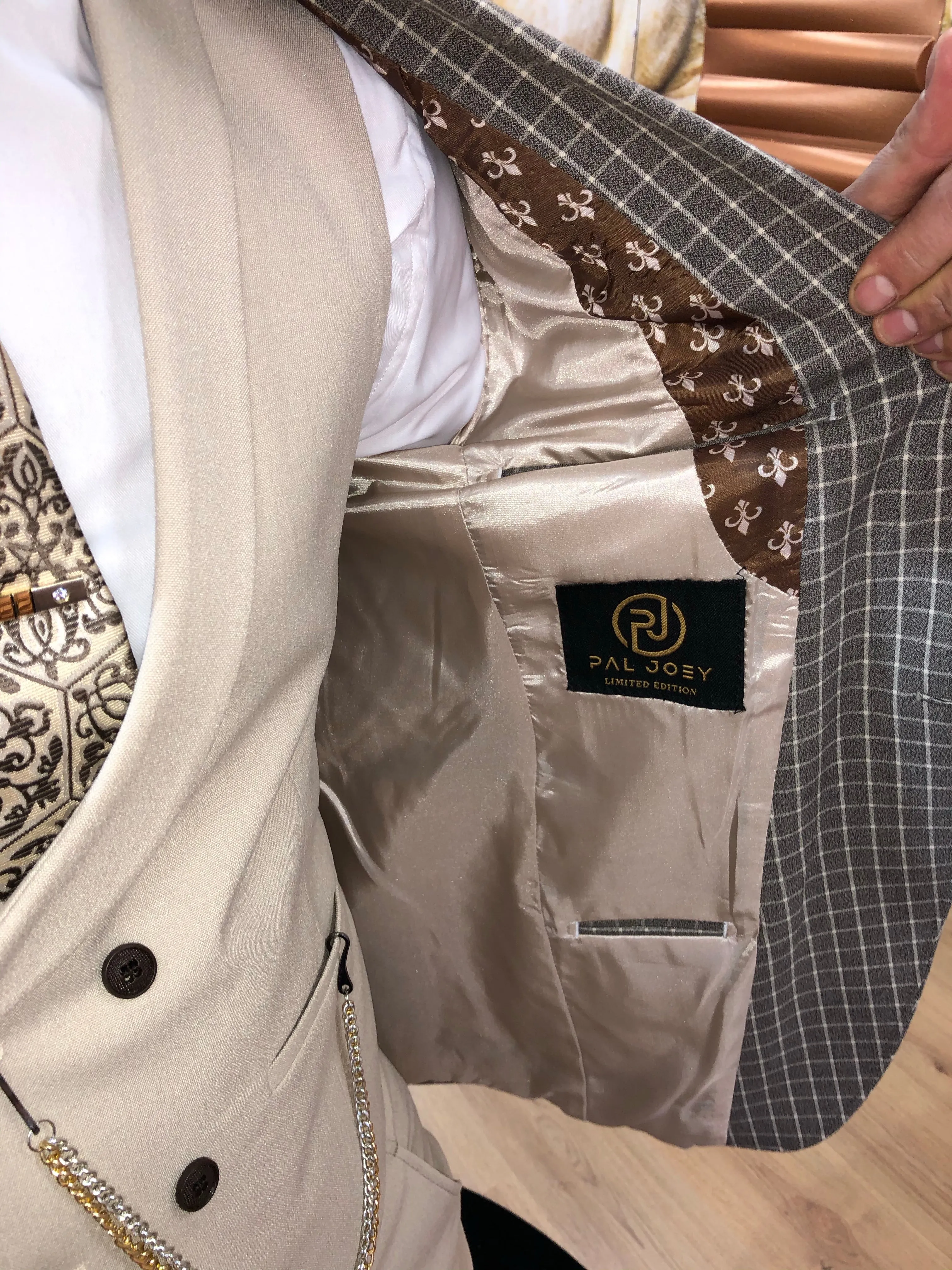 Minella - Beige/Cream 3 Piece Suit