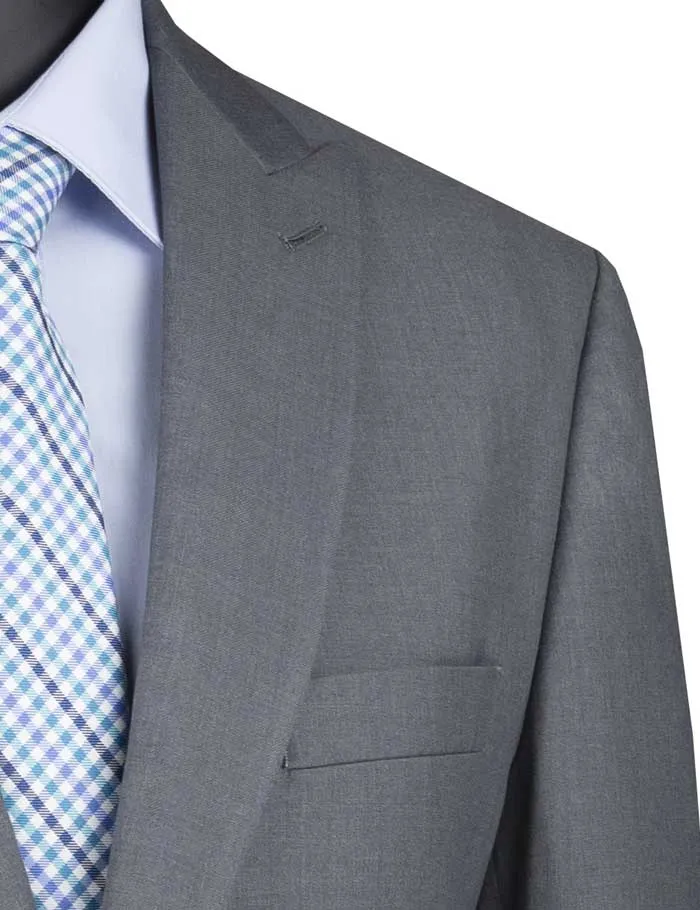 Modern Fit Suit with Peak Lapel (Medium Gray) M2TR