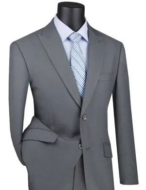 Modern Fit Suit with Peak Lapel (Medium Gray) M2TR
