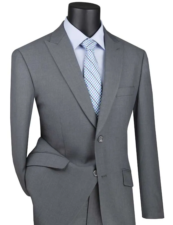 Modern Fit Suit with Peak Lapel (Medium Gray) M2TR