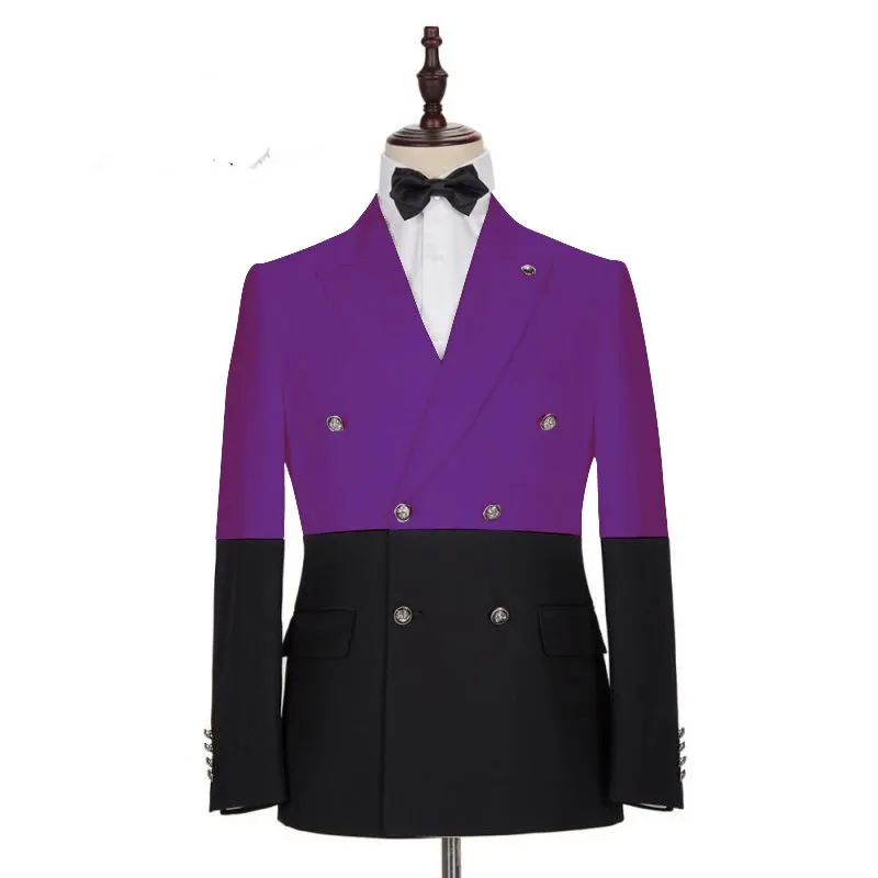 Modern Purple Double Breasted Peaked Lapel Men's Prom Suits Online