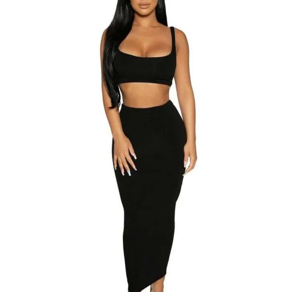 Naked Wardrobe Far from Bae-sic Skirt Set in Black