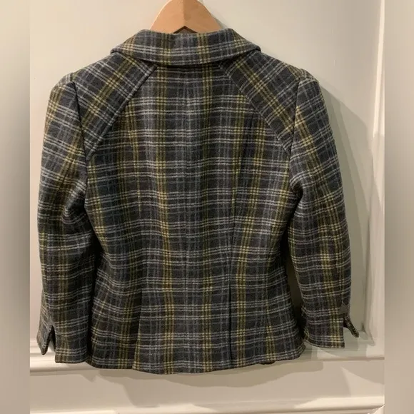 Nanette Lepore Plaid Double Breasted Wool Blazer Size 4