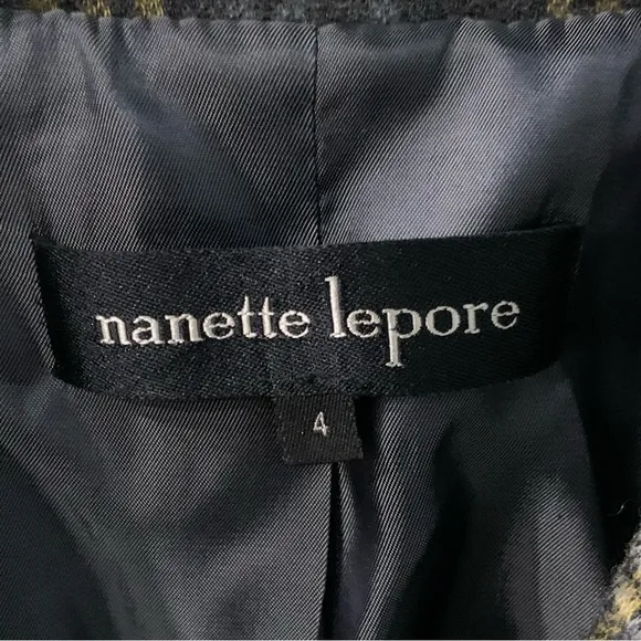 Nanette Lepore Plaid Double Breasted Wool Blazer Size 4