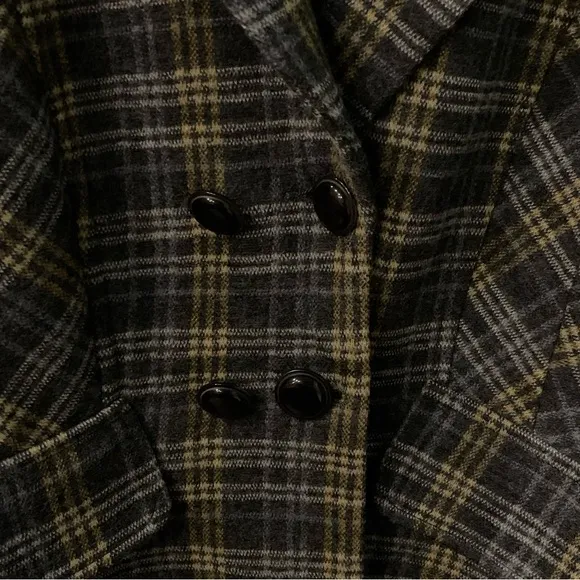 Nanette Lepore Plaid Double Breasted Wool Blazer Size 4