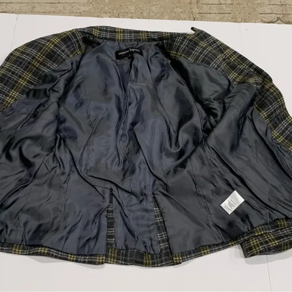 Nanette Lepore Plaid Double Breasted Wool Blazer Size 4