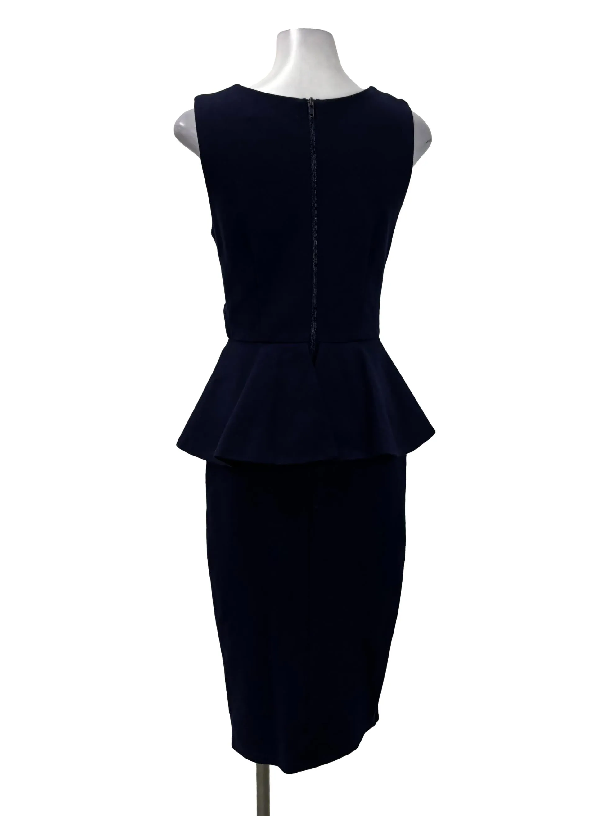 Navy Blue Peplum Bodycon Sheath Dress