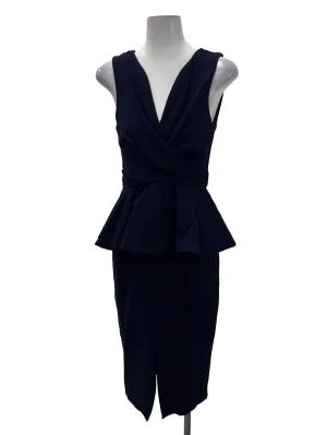Navy Blue Peplum Bodycon Sheath Dress