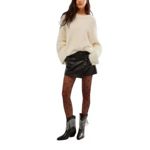 NEW FREE PEOPLE wynne vegan skirt in black