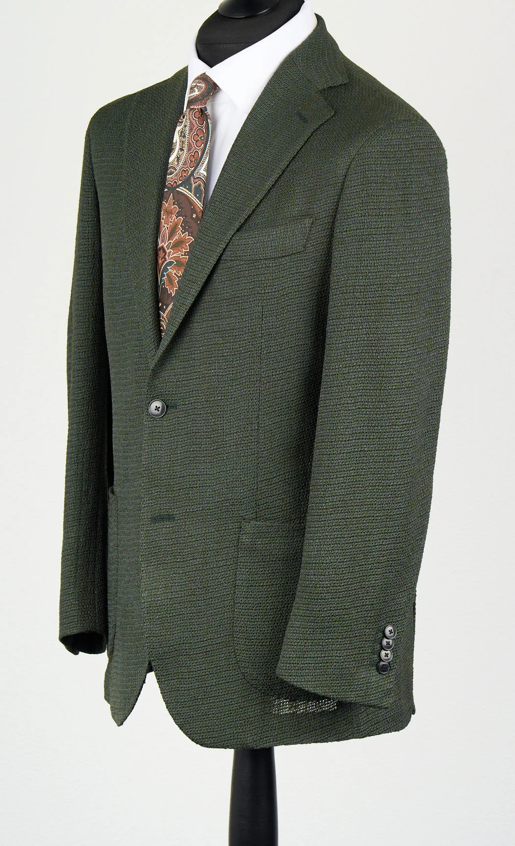 New SUITREVIEW Elmhurst Green Giro Inglese Wool and Silk Ferla Blazer - Size 38R and 40R